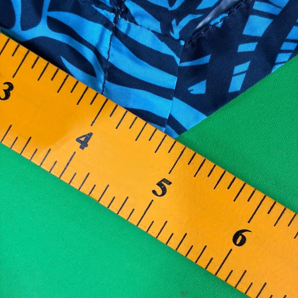 Raya Sun Swim Trunks Men XL Blue Tropical Palm Leaf AOP Board Shorts Vacation